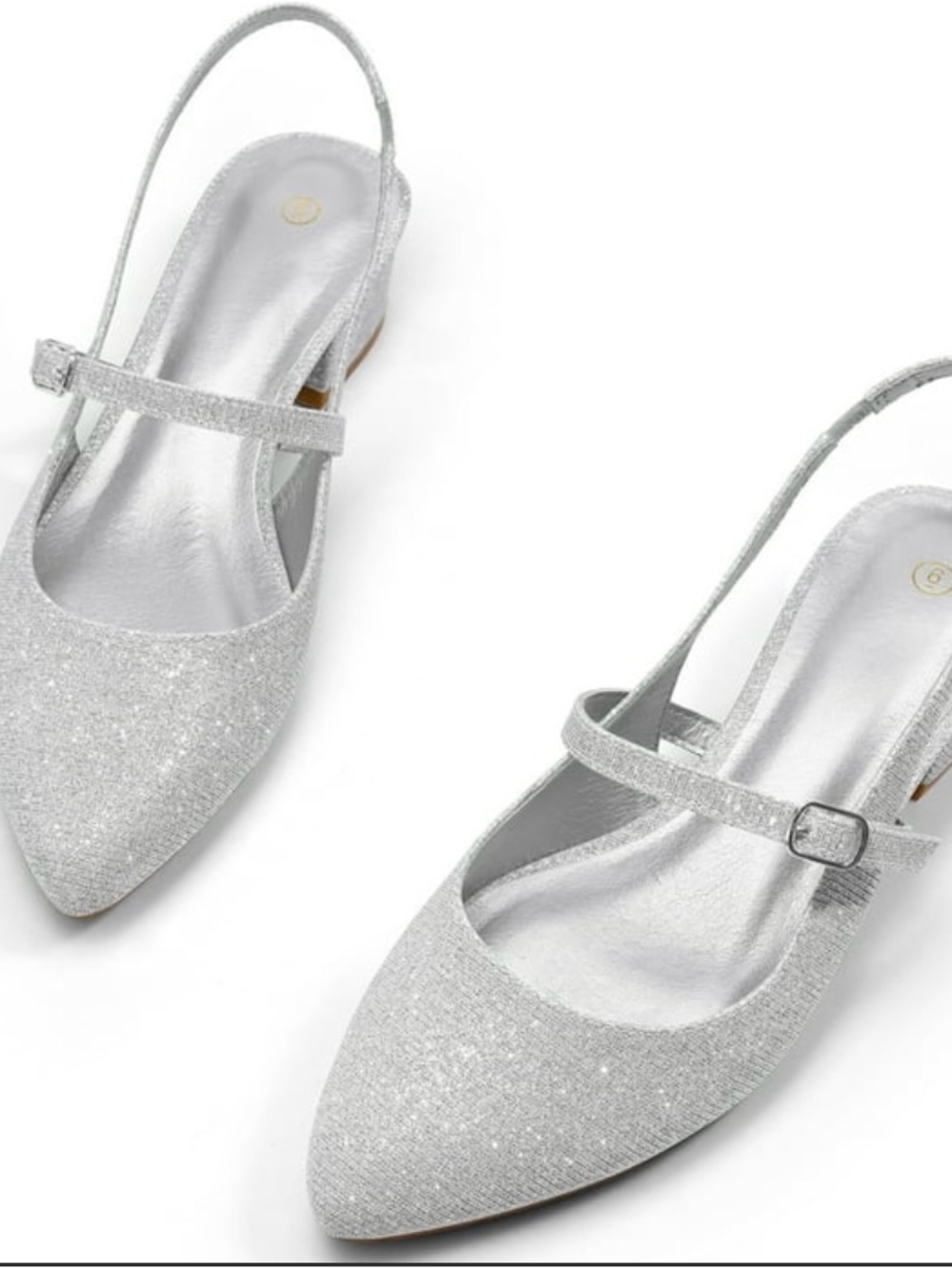 NWT Woman’s Slingback Silver Glitter Low Block Pumps